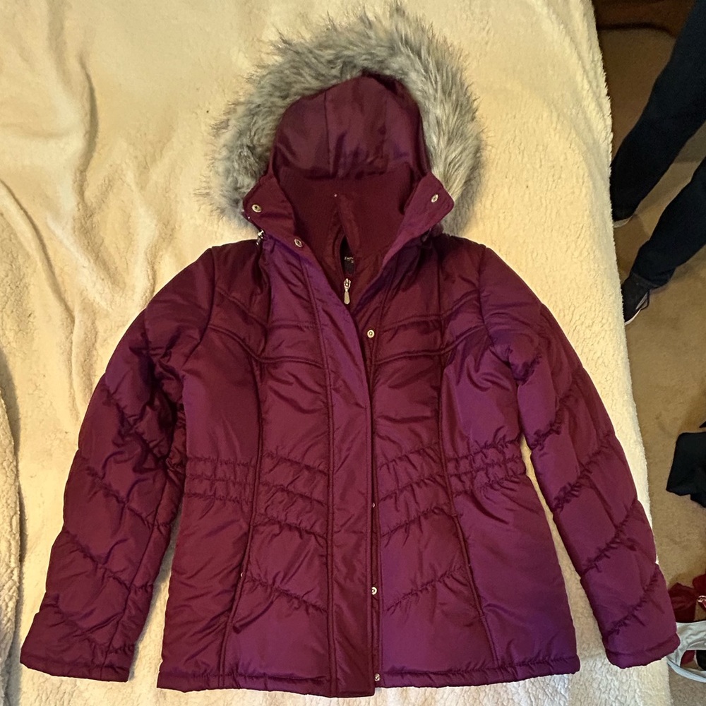 Faded glory purple puffer jacket with hood